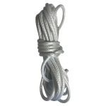 White glossy cord that can be tied onto a a drum major mace for better grip